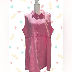 Bubble gum pink 2XL denim look button up front dress